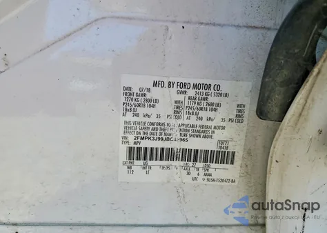 2018 Ford Edge Sel from USA, damaged, VIN 2FMPK3J99JBC49965
